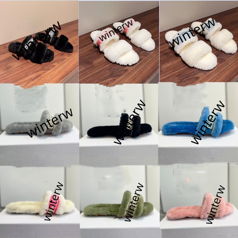 

Designer leather wool slippers fashion comfortable wear flat sandals casual indoor black female shoelace box, 20