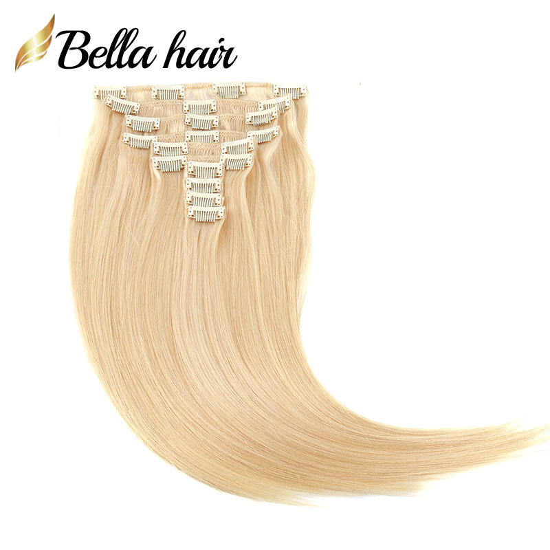

Clip in Hair Extensions Real Human Hair Bleach Blonde Virgin Hairs Extension Clips Ins 10PCS 160g Silky Straight Double Remy Weft 11A Full Cuticle