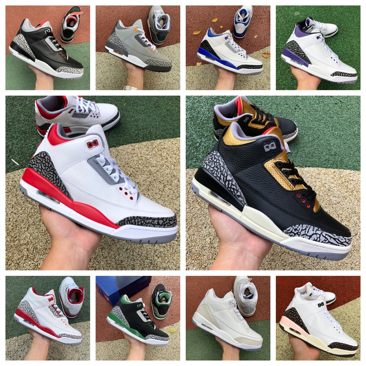 

Retro 3 Mens Basketball ShOes 3s Sneakers Dark Iris Cardinal Fire Red Neapolitan Muslin Desert Elephant Black Gold UNC Racer Blue Designer Outdoor Sports Trainers, Bubble package bag