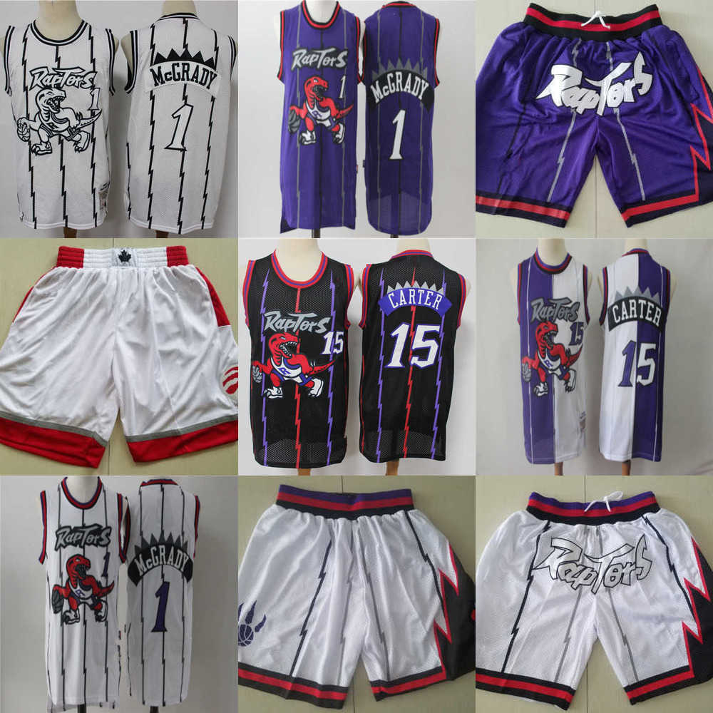 

Basketball Jerseys Toronto''Raptors''men Throwback Jersey purple Vince 15 Carter Tracy 1 McGrady Shorts, Color