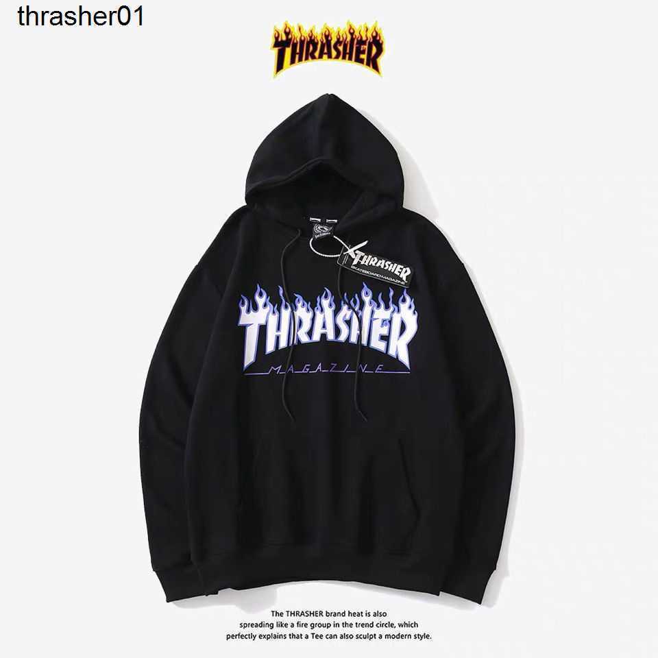 Men's Hoodies designer Sweatshirts Thrasher Letter Men's Women's Long Sleeve Hooded Sweatshirt Loose Sport Casual Couple Hoodie