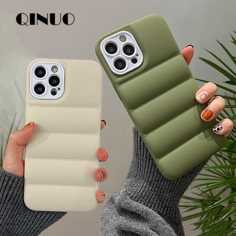 

Cell Phone Cases Luxury Matte The Puffer Case For i 14 13 12 11 Pro Plus XS Max X XR 7 8 Down Jacket Mobile Shell Soft Silicone Funda Y2210, Bu