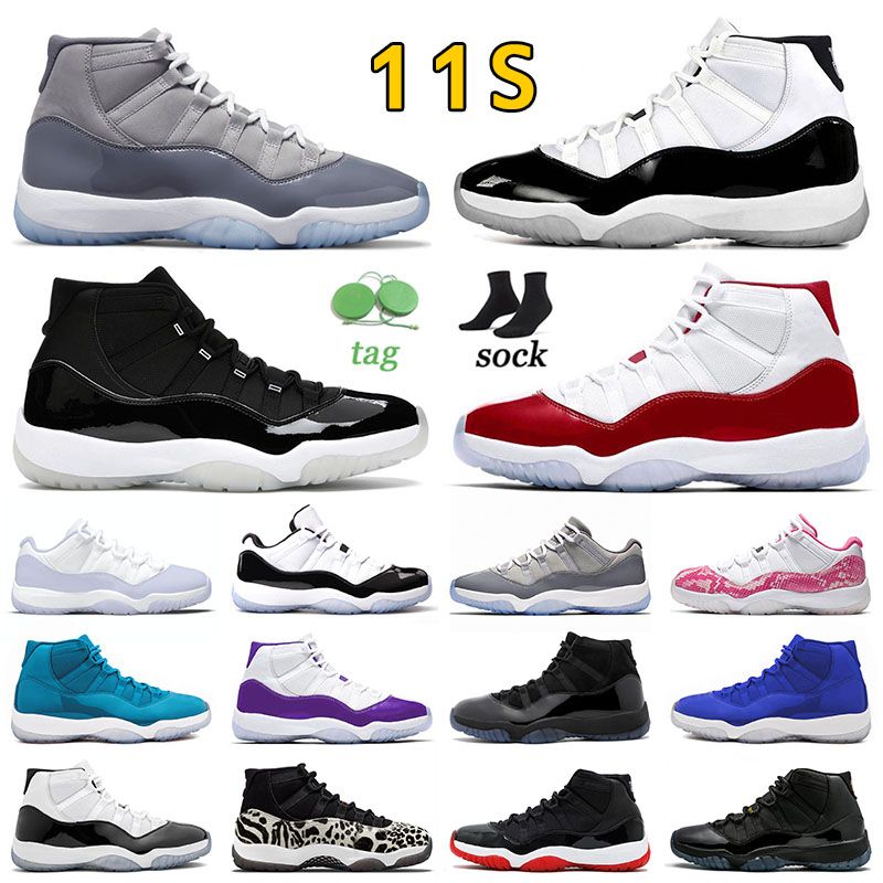 

11 Jumpman Cool Grey 11s Basketball Shoes J11 High Concord Space Jam 45 Jubilee j 72-10 Cherry Red and White Bred Low Unc Pink Snakeskin Pure Violet Purple Sneaker, A56 36-47 high 72-10