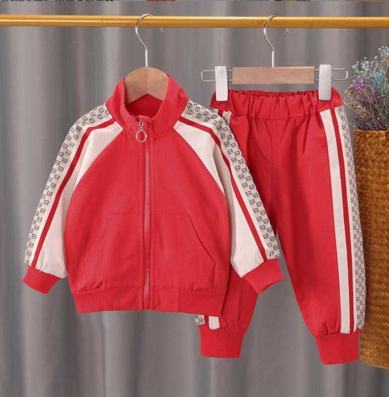 

Clothing Sets Designer children clothing suit baby boys girl clothes print zipper jacketspants pcs kids tracksuit Toddler Infant Costume Y2210, B-red