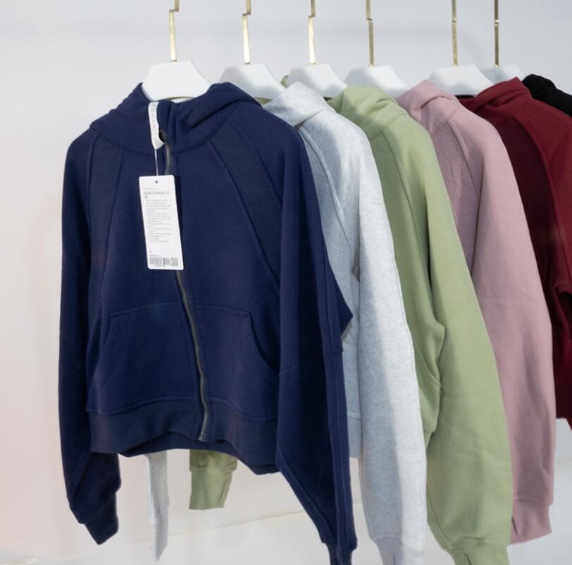 

Women's Jackets Lu-001 Yoga Outfits Suit Scuba Zipper Hoodie Loose Fitness Gym Plush Sweater, Wine red