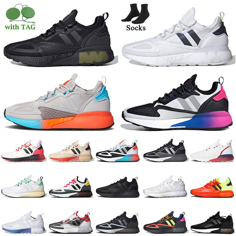 

2023 Sport Running Shoes With Socks ZK 2K 4D Triple Black Halo Silver Cloud White Green Multi Solar Yellow Red Gradient Fade Gaming Pack Sneakers Women Mens Trainers, D4 black grey 39-45