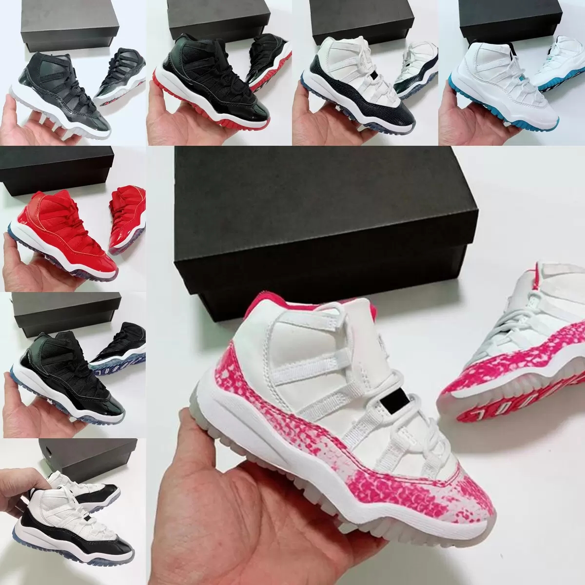 

Bred XI 11S Kids Basketball Shoes Gym Red Infant & Children toddler Gamma Blue Concord 11 trainers boy girl tn sneakers Space Jam Child Kids EUR28-35, Box