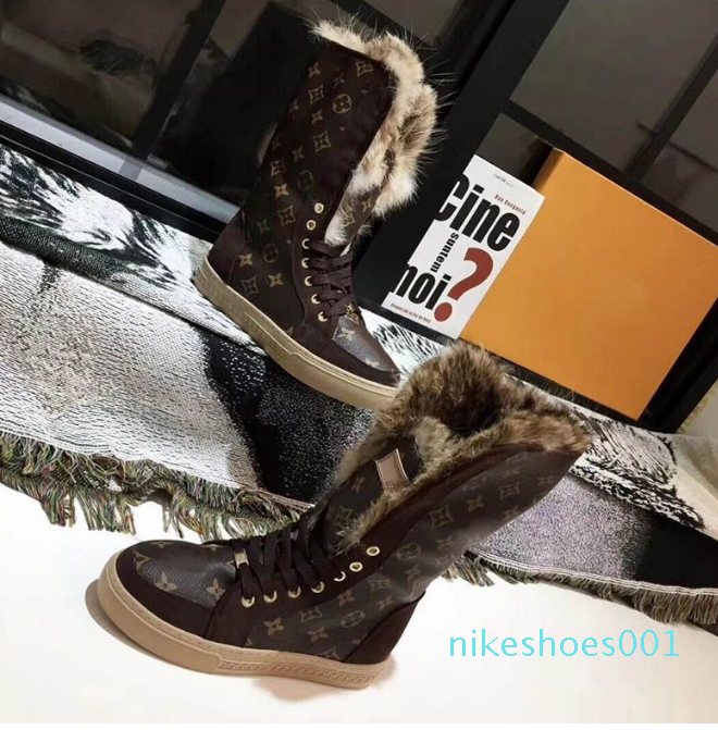 2022 Botte Femmes Snowdrop Plat Mode Laine Imprimé Semelle En Caoutchouc Taille 35-41
