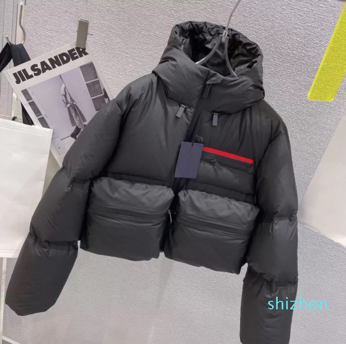 

2022 new fashion Women' down jacket parkas fashion with classic letter hooded large pocket jackets winter warm short cotton coat 3 colors Size -L top quality, Make up for price