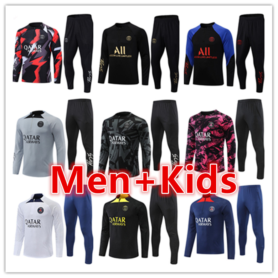 

22 23 mens and kids soccer tracksuit jersey 2022 2023 MessiS mbappe men football jerseys training tracksuits jacket set chandal futbol survetement foot kit, 18