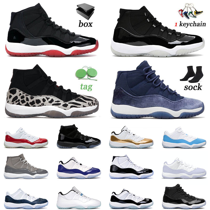 

11 11s XI With Box Basketball Shoes High Bred 25th Anniversary Mindight Navy Concord Bred Cap And Gown Pure Violet Mens Women Sneakers, B16 snakeskin - pink 36-47