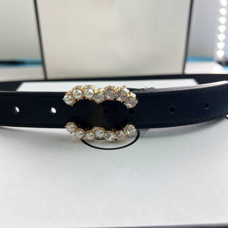 

Fashion brand womens belt mens belts inlaid diamond pearl metal letter buckle sports leisure fashion women Waistband Width 2.5cm, Black