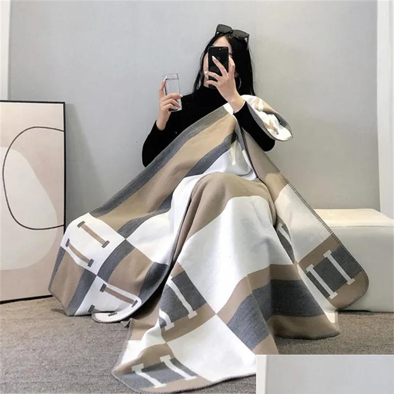 

Blankets Designer Cashmere Blankets Luxury Letter Home Travel Throw Summer Air Conditioner Blanket Beach Towel Womens Soft Shawl Drop Dhb6C