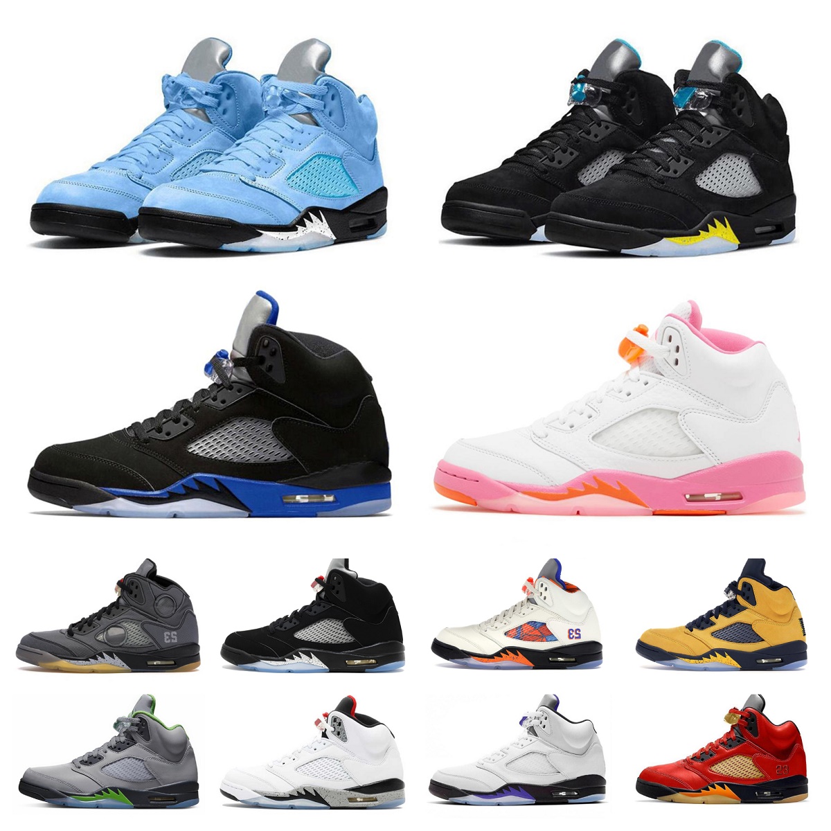 

OG 5 Racer Blue Basketball ShOes Jumpman 5s Mens Dark Concord Sail White Stealth Black Cement Metallic Alternate Grape Raging Bull Red Safety Orange Green Sneakers, Bubble package bag