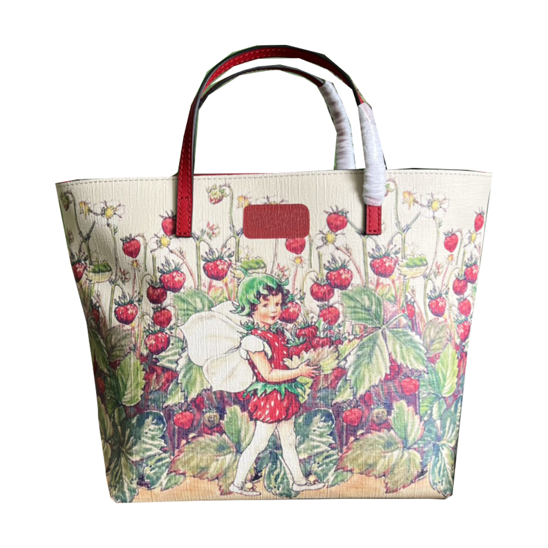 

Top Brand Original Totes Garnish with Strawberry Fairy Luxurys Designer Bags Classic Vintage Pattern Large Capacity Shopping Bag Handbags Tote Purse Double-sided, Red