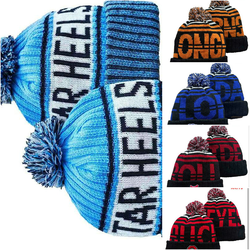 

Men's Caps North Carolina Tar Heels Hats Knitted Cuffed Pom Beanie NCAA Striped Sideline Wool Warm USA College Sport Knit hat Baseball Beanie Cap For Women's a0, 36