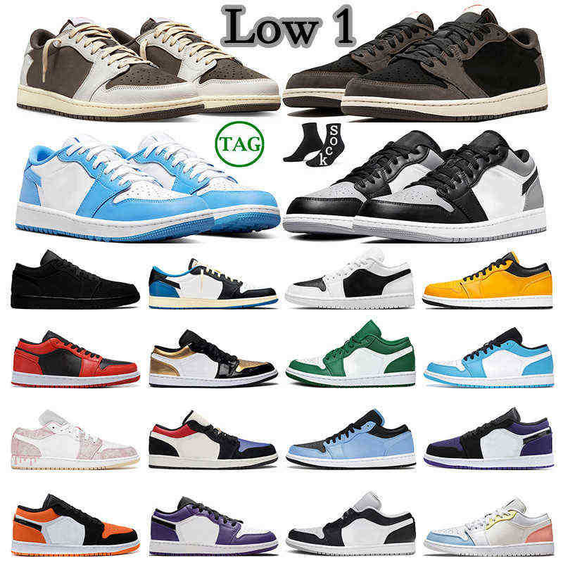 

1 Low Jumpman Basketball Shoes for Mens Womens 1s Lows Travis Scotts Shadow Toe Unc Panda Paint Drip Mocha Trainers Sports Sneakers, #13 court purple