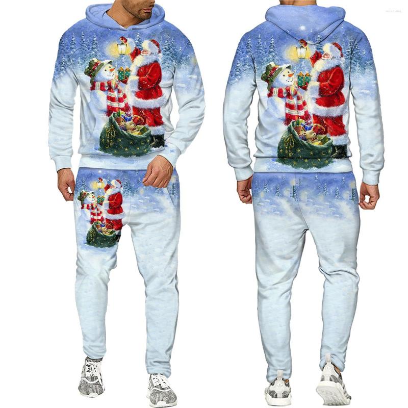 

Men' Tracksuits Christmas Santa Claus Autumn Winter 3D Printed Men Hoodie Set Long Sleeve And Pants Man Sweatshirt Outfit 2 Piece, 04