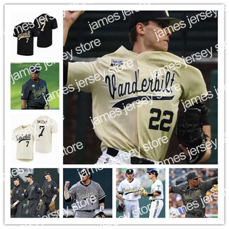 

Baseball Jerseys NCAA Vanderbilt Commodores Baseball CWS White Gold Black Jersey 7 Swanson 2 Harrison Ray 80 Rocker 13 Buehler 14 Price, Gold with 2019 cws patch