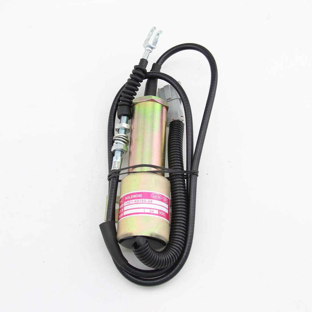 Electronic Parts Flameout Shut Down Stop Solenoid 11E1-60100 24V Fit R210 R215 R225 Heavy Equipment-image-270734531