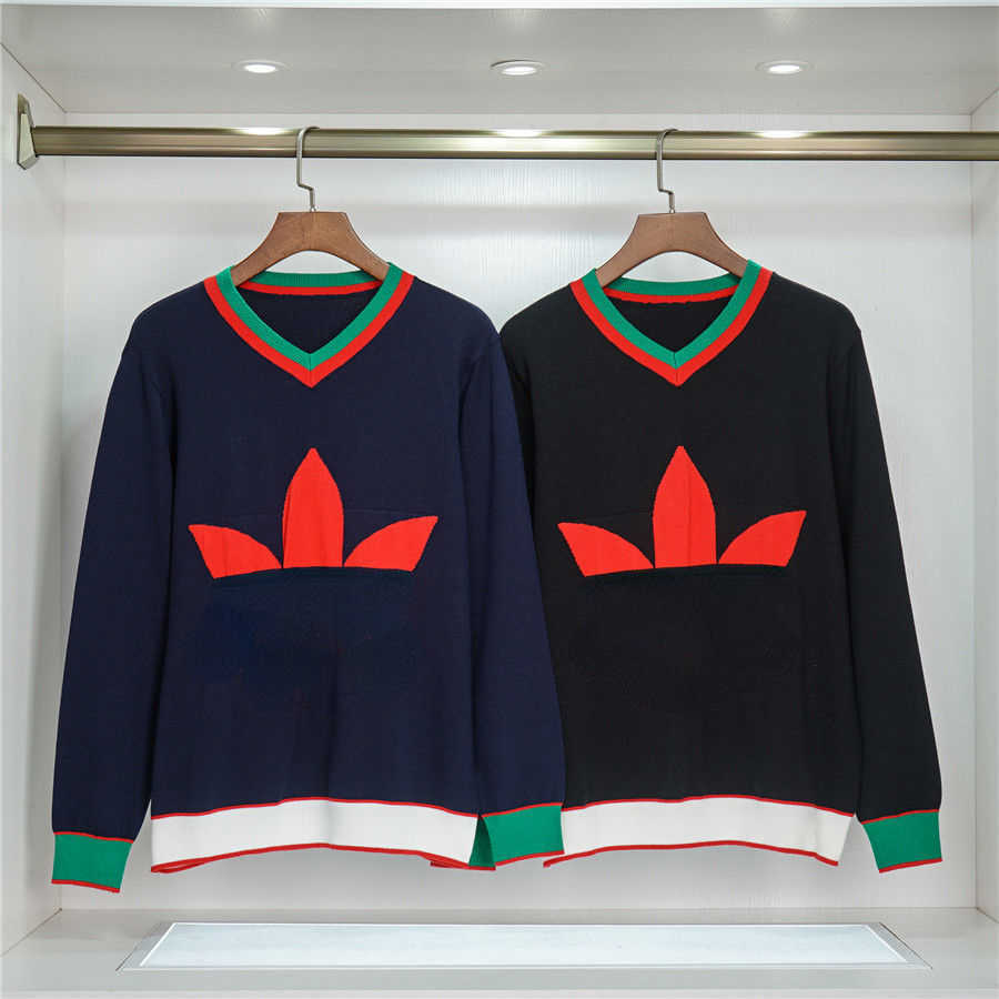 

Luxury designer sweater mens knitting pullover jacket embroidered wool sweaters men women loose casual sweatshirt, Black1