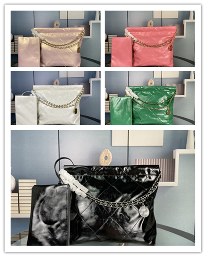 

Fashion Classic Designer Vintage Women Totes Bags Solid Color Leather Designer Bag Large Capacity Shopping Handbag Golden Pendant Chain Claic Handbags, Black golden chain