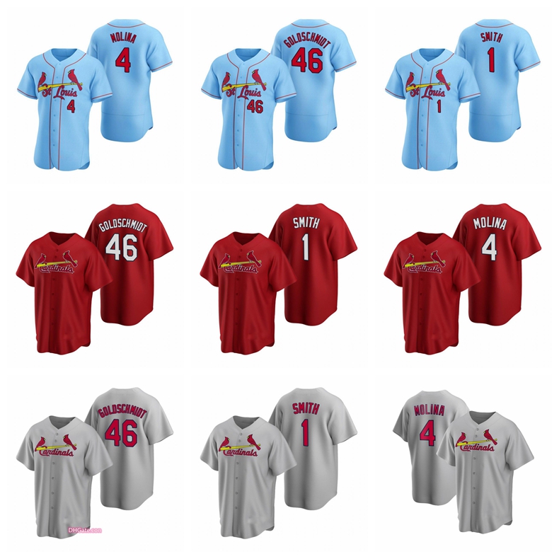 

Baseball Jersey Custom 4 Yadier Molina 46 Paul Goldschmidt 1 Ozzie Smith Men Women Youth Size -XXXXL St. Louis''Cardinals''Jerseys 1022, Nik logo