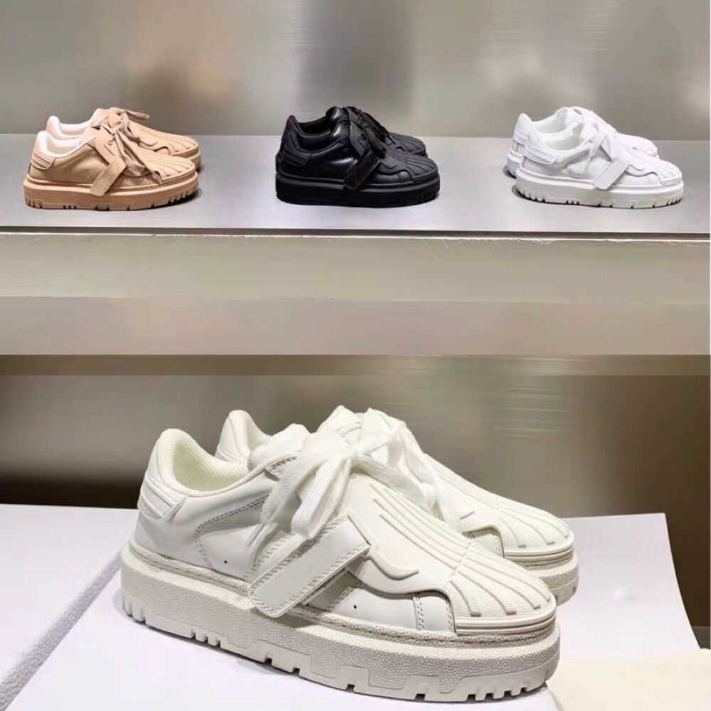 

Women Designer id Sneaker Calfskin Trainer Lace up Shoes Platform Rubber Runner Trainers Party Wedding Shoes With Box 277, White+green