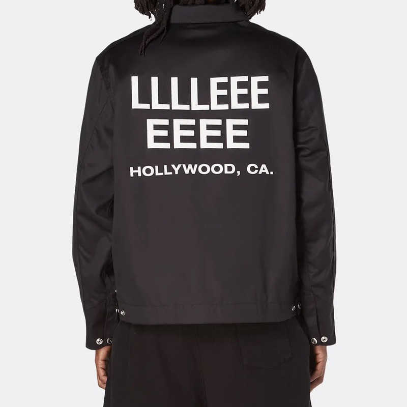 

DEEPPT Letter Printed Jacket Panelled Man Women Fashion Zipper Coat FZJK0403, Black