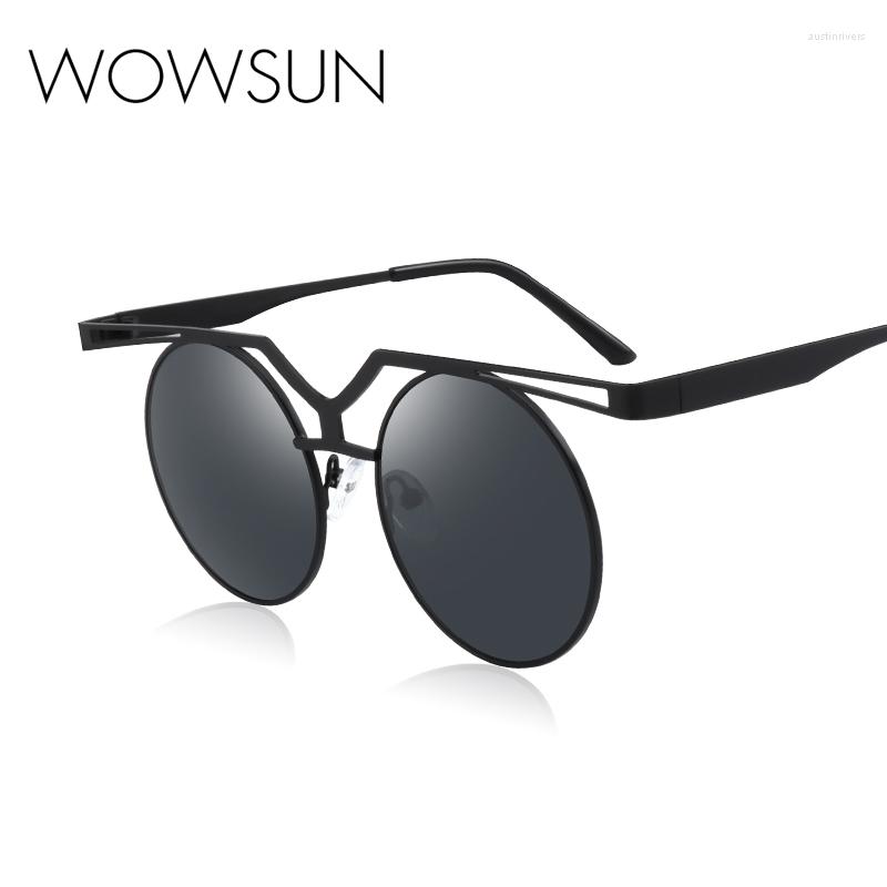 

Sunglasses WOWSUN Oversized Round Women Designer Brand Female Sun Glasses With Shade Metal Frame Retro Style WO-042