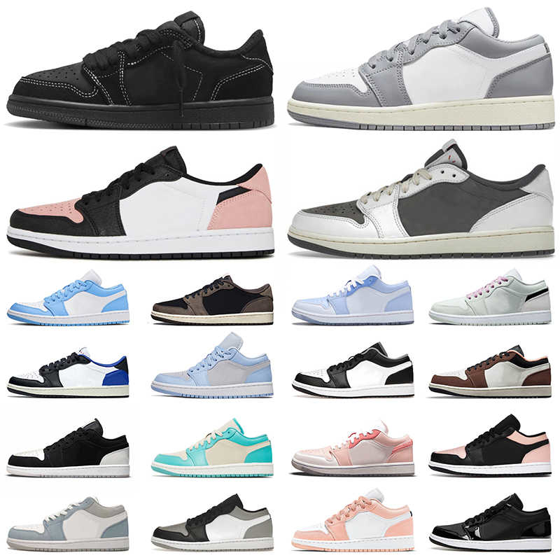 

Jumpman 1 Low Basketball Shoes For Mens Womens Ts x Reverse Mocha Black Phantom Fragment Bleached Coral Mighty Swooshers Pink Sneakers, 36-46 low wolf grey
