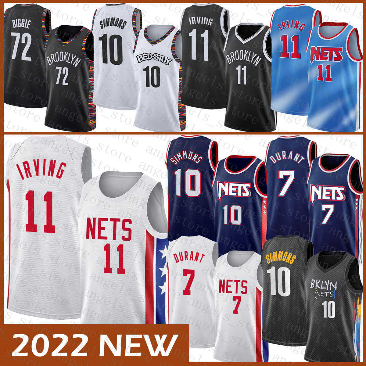 

Basketball Jersey 7 11 10 72 Brooklyn''Nets''Men Kevin Durant Kyrie Irving Ben Simmons Biggie 04