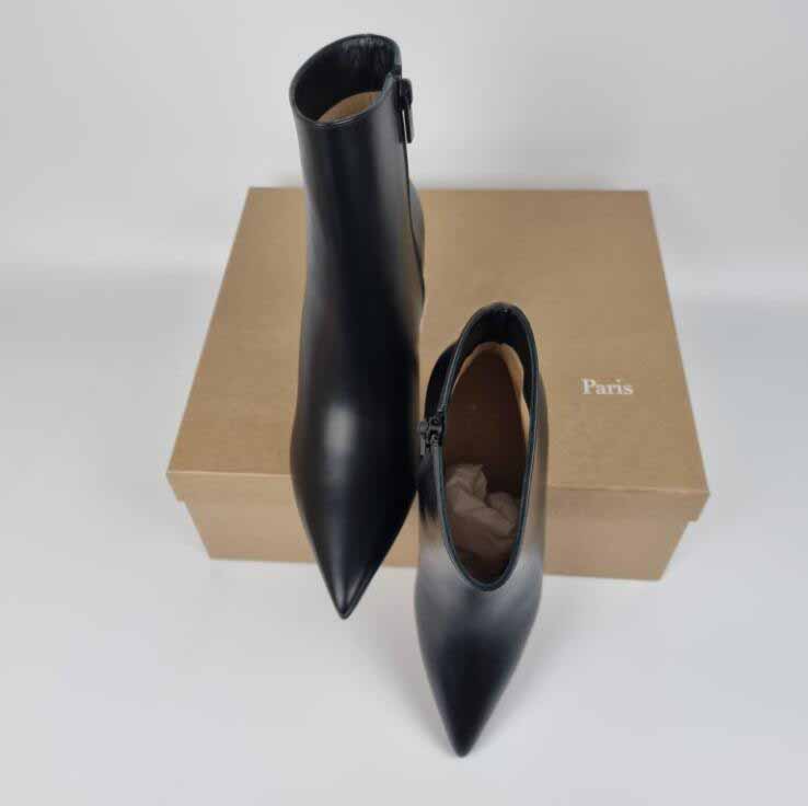 

Luxury designer Women Ankle boot black calf leathers pointy toe 85mm heels reds sole pump so-kates booty wedding party dress high heels shoes