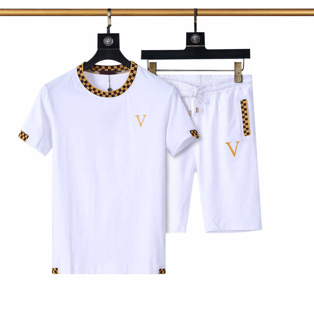 

2022 Mens Tracksuit Letters Embroidery Summer Fashion Sportswear Short Sleeves Pullover Jogger Pants Suits O-Neck Sportsuit Asian size, Box