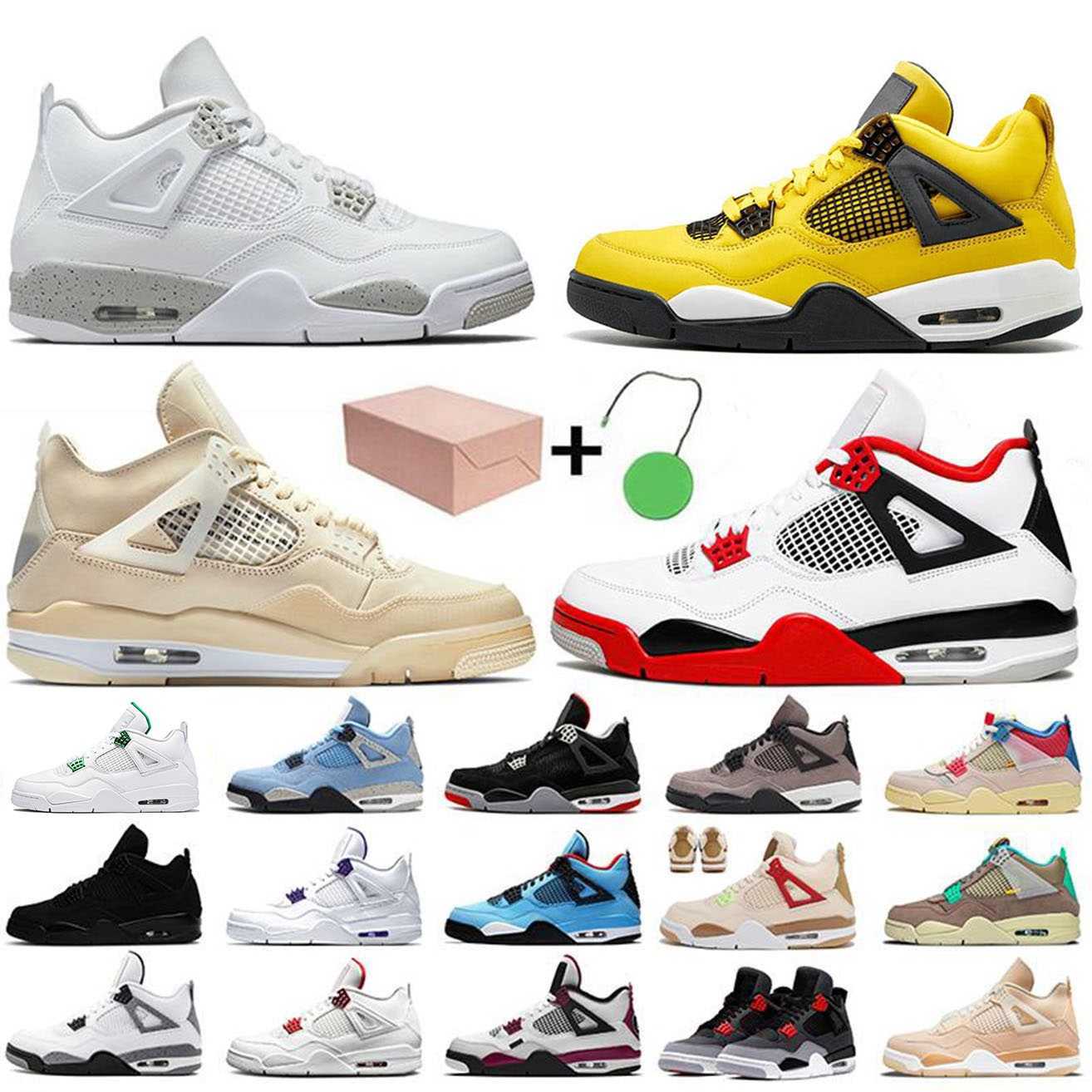 

Jumpman 4 Basketball Shoes Sneakers Women Trainers Outdoor Shoe University Blue White Cement Black Cat Sneaker With Box Men Sail, 10