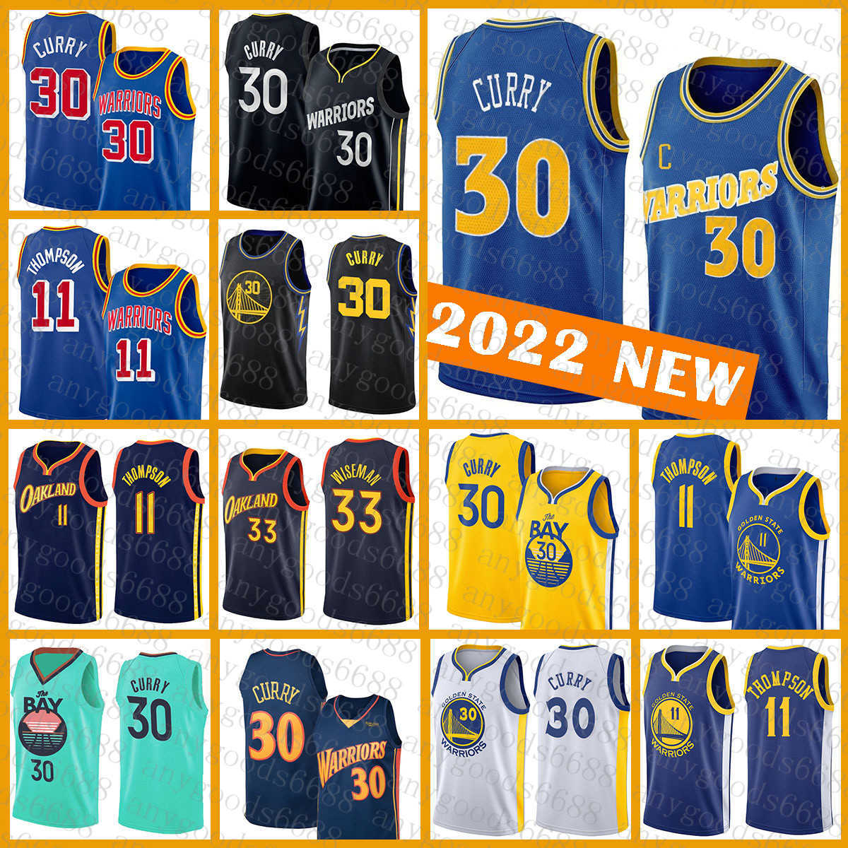 

Stephen Curry Basketball Jersey Golden Red State Blue Warriores 30 33 11 Orange James Wiseman Klay Thompson 566