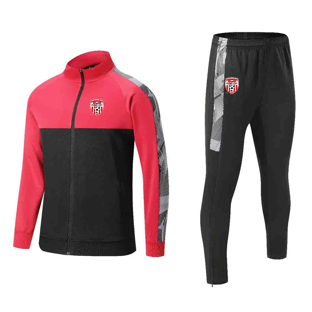 

Derry City Football Club Men's Tracksuits Winter outdoor sports warm training clothing soccer fans full zipper long sleeve sports suit jogging shirt, No 4