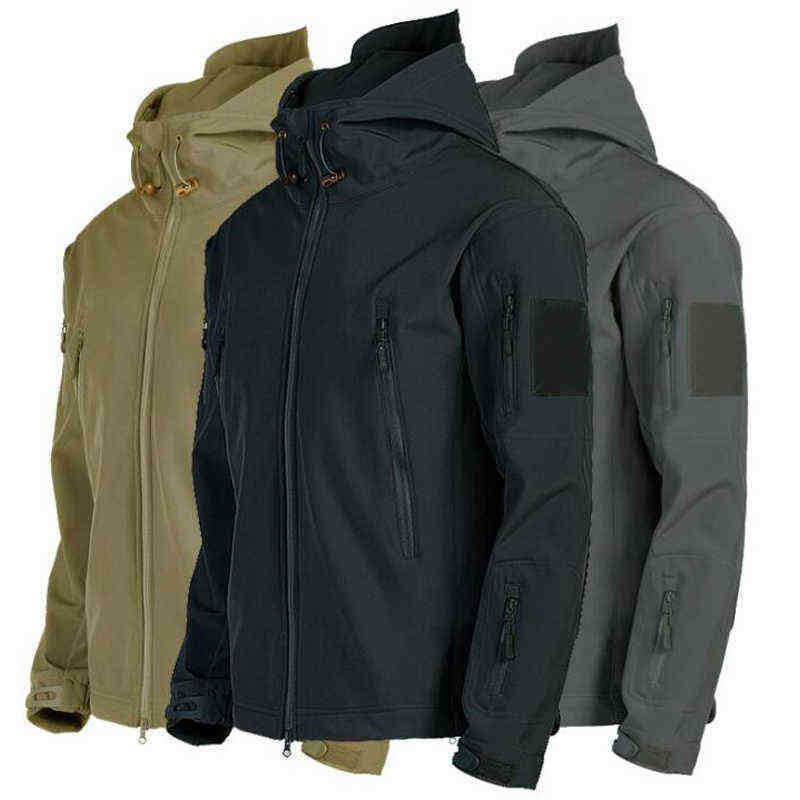 

Outdoor Hiking Jacket Shark Skin Soft Shell Outwear Windproof Waterproof Windbreaker Military Tactical Jackets Hunting Clothes X0710, Gray