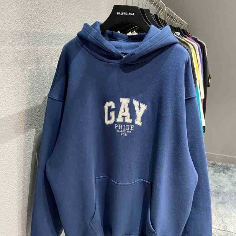 

Men's Hoodies Sweatshirts Original High Quality 22fw New Gay Embroidered Plush Hoodie Men's and Women's Loose, Black