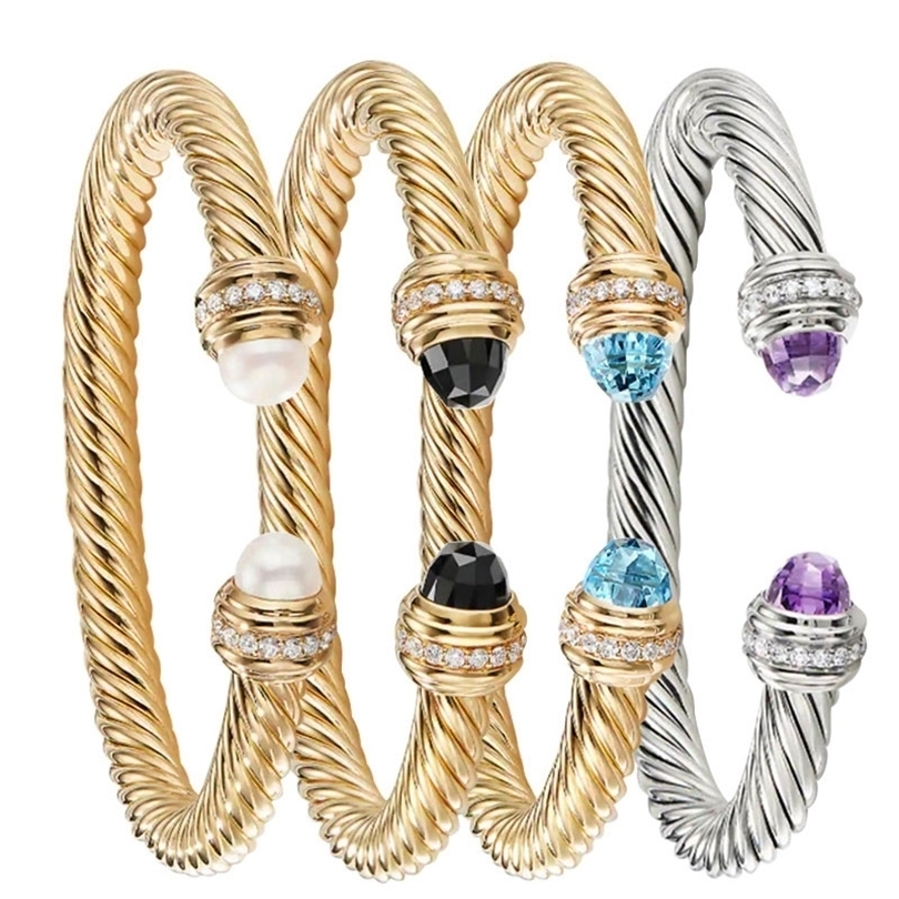 

Bangle Brillian Luxury Wire Twisted AAA Zircon Stainless Steel Bracelet Women NonOxidizable Jewelry Prom Party Accessories Gift 221024