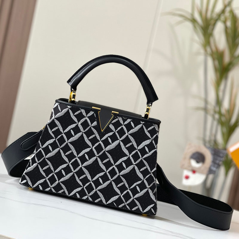 

Classic Capucines Handbag Purse Tote Bag Women Crossbody Bags Genuine Leather Fashion Embroidered Letter Removable Wide Strap 1854 Number Two Size