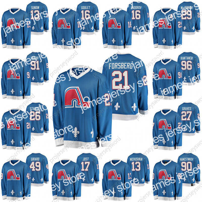 

NEW Hockey Jerseys Quebec Nordiques Peter Forsberg Vintage Heritage Jersey Nikita Zadorov Samuel Girard Mikko Rantanen Peter, Peter stastny 26