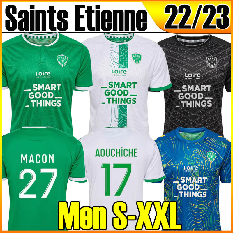 

22 23 maillots AS Saints Etienne AOUCHICHE Soccer Jerseys 2022 2023 maillot ASSE Etienne KHAZRI BERIC NORDIN HAMOUMA Football shirts equipment Men S-XXL, 22 23 home