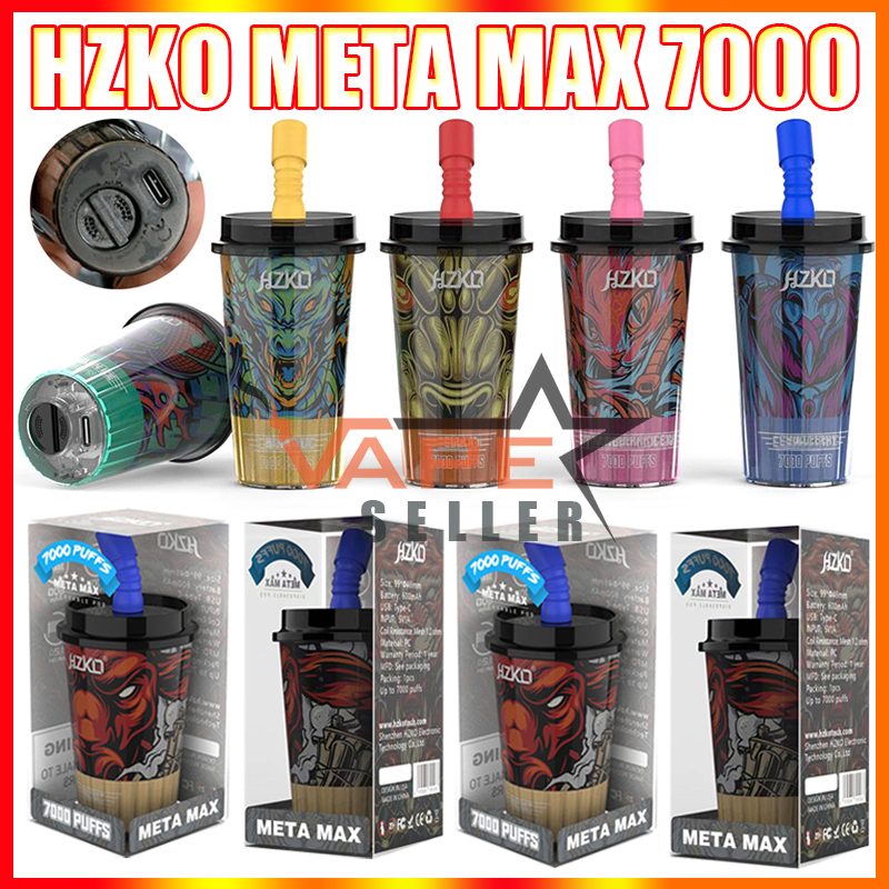 

Original HZKO META MAX 7000 Puffs Disposable Vape Pen E Cigarette With Rechargeable 600mAh Battery 15ml Prefilled Pod Adjustable Airflow Kit VS Elf Box