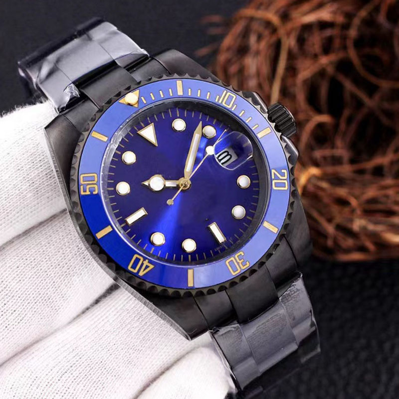 Montres sous-marines pour hommes montre mécanique automatique en céramique 41mm en acier inoxydable Fermoir coulissant Montres-bracelets de natat