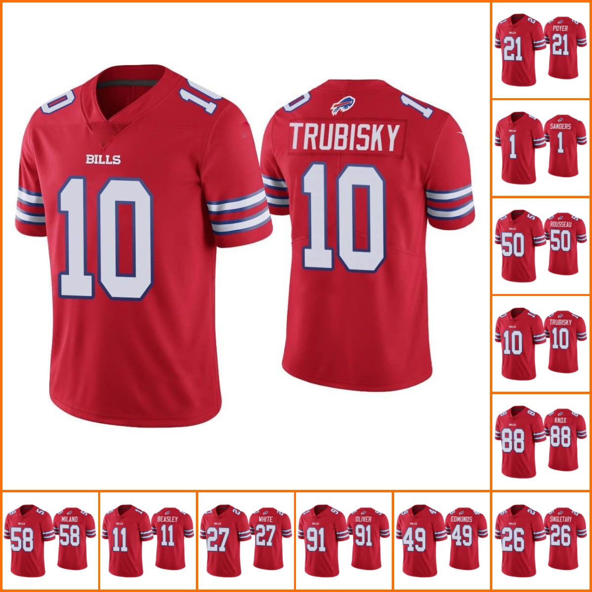 

Football Jersey Custom Buffalo''Bills''Men Women Youth Ed Oliver Devin Singletary Mitchell Trubisky Gregory Rousseau Poyer Vapor Limited Red, 19