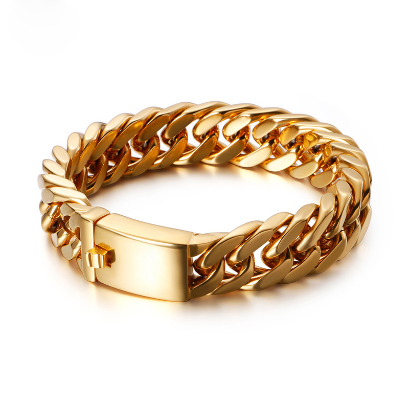 

316L Titanium Steel Keel Cuban Chain Bracelets Vintage Men Stainless Steel Jewelry