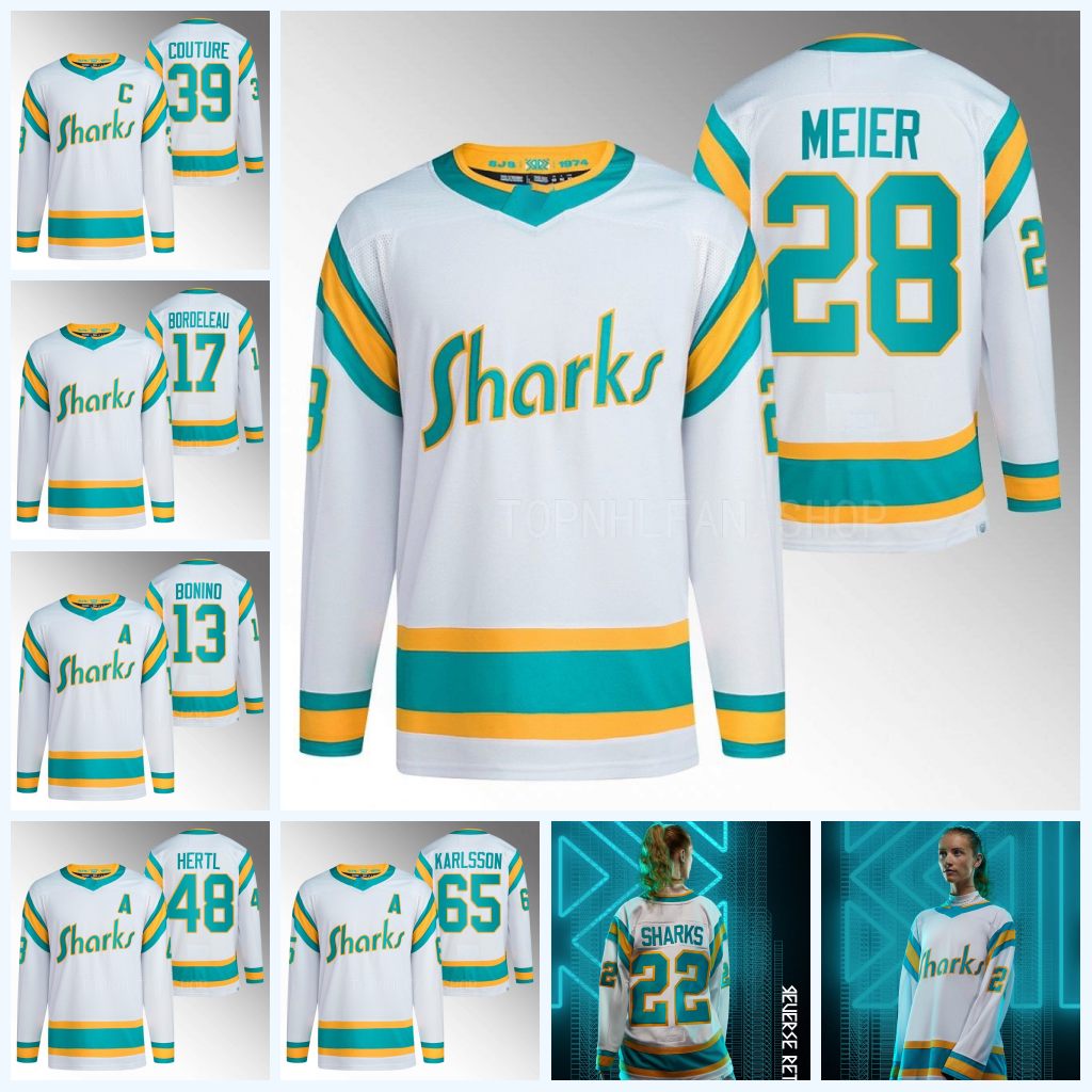 

39 Logan Couture Timo Meier Sharks Jersey Reverse Retro San Jose Erik Karlsson Matt Benning Tomas Hertl Nico Sturm Kevin Labanc Jaycob Megna Luke Kunin, Womens s-xxl reverse