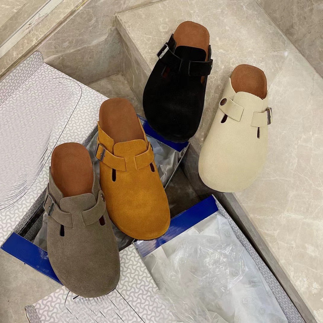

Boston Clog Sandals Fall Winter Shoes For Men Women Classic Leather Bag Head Pull Cork Designer Slides Warm Scuff Mules Clogs Loafers Fur Furry Suede Leather Slippers, Shoesbox