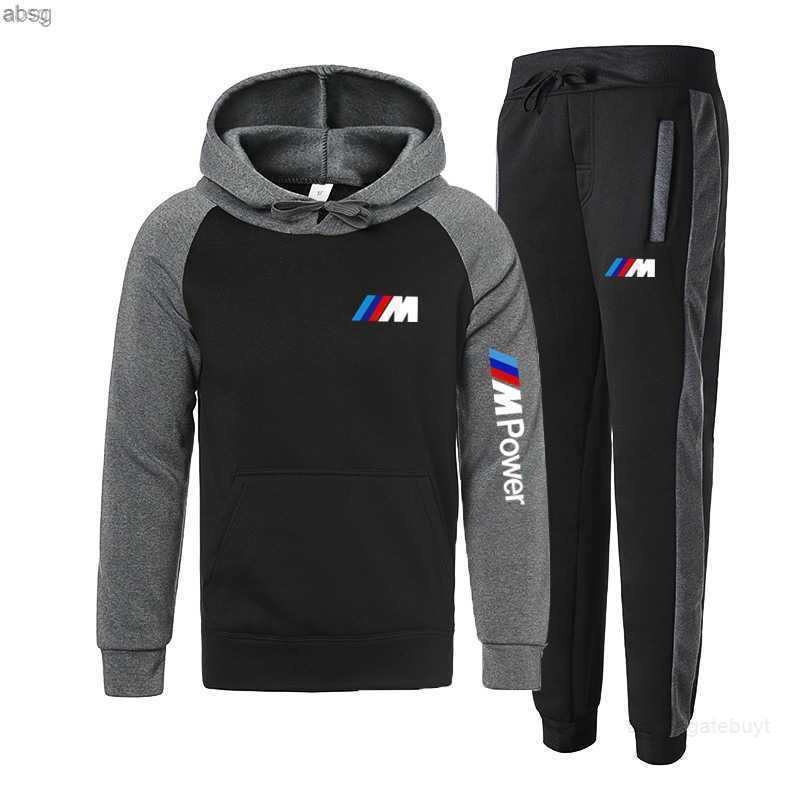 

jacketMen's Hoodies Sweatshirts 2022 2 Pieces Sets Tracksuit Bmw Power Print Hoo